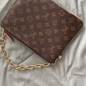 Louis Vuitton Monogram Clutch with Gold Chain